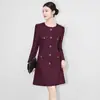 2513806-Nanyou Roupas Femininas de Luxo Acessível Celebridade Tweed de Seda Brilhante Resistente Vestido Evasê Vestido de Banquete