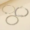Pulsera Europea y Americana de Nicho Figura de Ocho Infinita Moda Versátil para el Trabajo Cadena Plana de Serpiente Pulsera de Aleación con Símbolo de Infinito Tachonado de Diamantes