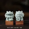 Adornos Creativos Lindos de Pequeño León para Mascota de Té con Base en Tesoro y Riqueza, Decoración de Mesa de Té para Sala de Estar del Hogar Ruyi