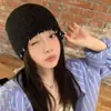 Gorro de Punto Negro Estilo Coreano, Delgado y Dulce, Moda Fresca para Todas las Estaciones, Turbante Pequeño Adelgazante, Gorro de Moda Caliente para Chicas