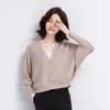 Xale Simples Estilo Coreano Primavera e Outono Cor Lisa Cardigã Tricotado Estilo Ocidental Top Manga Morcego Suéter Larga Casaco para Mulheres