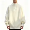 Suéter mezclado de media cremallera para hombre, otoño e invierno, estilo casual, tejido de punto de media cremallera, cuello alto, jersey holgado y elegante