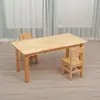 Juego de Mesa y Sillas de Madera Maciza para Jardín de Infantes, Mesa y Sillas para Guardería, Escritorio Pequeño de Madera para Aprendizaje y Escritura de Educación Temprana Infantil