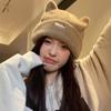 Gorro lindo con orejas de oso para mujer, invierno, grueso, cálido, de lana afelpada, imitación visón, gorro con puntera, protección para las orejas, gorro de punto