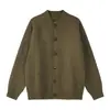 Suéter de otoño con cuello de béisbol y botones grandes, diseño de hombros caídos, estilo casual unisex, chaqueta de punto texturizada de otoño para unisex estilo japonés