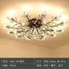 Lámpara de Techo de Cristal Americana para Sala de Estar Moderna Minimalista Europea Creativa Forma de Flor Araña LED Iluminación para Dormitorio Comedor