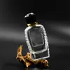 Frasco de Perfume de 100ml, Frasco de Perfume Quadrado Plano, Frasco Portátil Recarregável, Frasco Vazio, Frasco Spray Encaixável com Alça de Ombro, Transparente com Tampa