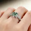 Anillos Transfronterizos de Nuevo Estilo de Piedra Musgo Verde y Ágata Acuática para Mujer, Anillos Sencillos y de Moda de Nicho Creativo con Temática de Comida Dulce al por Mayor