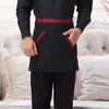 Garçom masculino e feminino avental preto curto hotel restaurante restaurante ocidental café cozinha meia cintura