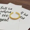 Anel Minimalista Vintage Liso Estreito Francês Retrô Escovado Geométrico Irregular Personalidade Anel para Mulheres
