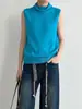 Colete Tricot Oufan Feminino Slim com Gola Franzida, Outono Estilo Coreano Casual Sem Mangas 11445