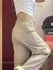 Calça jeans cáqui pequena feminina 2025 New Arc Cropped Calça larga Calça reta alta