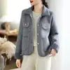 Tiro real estilo Chanel suéter de punto de visón y terciopelo abrigo cárdigan versión coreana para mujer adelgazante temperamento solapa corta top para mujer