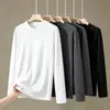 Nueva camiseta de manga larga para hombre 2026 para primavera y otoño, top elástico, camiseta básica holgada de peso pesado para hombre, manga corta para hombre