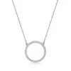Conjunto de Brincos Jingxu Prata 925 Colar Círculo Geométrico Estilo Ins Corrente de Clavícula Cravejado com Zircônia Conjunto de Brincos Europeu e Americano Transfronteiriço