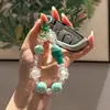 Lâmpada Vermelha de Internet Colorida DIY Feito à Mão com Contas Pingente para Chaveiro de Carro Acessórios Pingente para Bolsa de Celular de Estudante