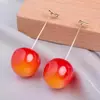 Pendientes Largos de Cereza Roja para Mujer, Lujo Accesible Diseño de Nicho, Pendientes Elegantes de Gama Alta, Nuevo Estilo Popular Pendientes Sencillos