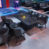 Mesa y silla de bar de bistró de estilo industrial, barra transparente, mesa de comedor musical, asiento de tarjeta, sofá, barbacoa, tienda, cafetería, sofá comercial