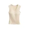 Top Sexy Decote V Sem Mangas para Garotas, Camisa Base Modeladora Puro Desejo, Novo Estilo de Verão com Bojos, Colete Curto Estiloso
