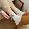 Meias de Lã Estilo Coreano com Laço Meio Pelo Crianças Outono e Inverno Aconchegantes de Caxemira Doces Enroladas Cinza Meias de Pelo Estilo Japonês
