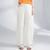 Pantalones Cropped de Pierna Ancha de Cintura Alta Estilo Minimalista para Mujer, Verano Ajuste Holgado, Adelgazantes, Forma de Pera, Pantalones Casuales de Algodón, Delgados