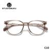 STUDIOMUKU gafas de madera geniales diseño original marco grande degradado transparente hecho a mano exquisito marco de gafas marco de gafas
