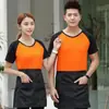 Ropa de trabajo para camarero manga corta restaurante comida rápida té de leche barbacoa cangrejo de río restaurante de olla caliente cuello redondo ropa de trabajo camiseta