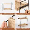 Estante de Almacenamiento de Doble Capa de Madera para Escritorio para Uso Doméstico en Dormitorio, Baño, Cocina, Estante de Almacenamiento Multipropósito, Organizador de Condimentos para Encimera