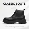 Botas Martin para hombre, moda transfronteriza otoño/invierno, botas cortas de cuero de media a alta caña de moda para hombre, botas de trabajo de suela gruesa, botas de cuero, botas para hombre