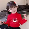 Y2335# Camiseta infantil de veludo com manga longa outono e inverno nova gola semi-alta para bebê menina estilo estrangeiro camiseta de base vestuário feminino