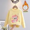 Suéter Infantil com Forro de Lã, Blusa de Tricô Pulôver Grossa, Novo Estilo Outono e Inverno 2026, Suéter My Little Pony para Meninas