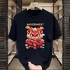Atacado Exportador Fabricante Camiseta de Verão Simples Confortável Jovem Estampa de Urso Americano Manga Três Quartos Gola Redonda