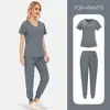 Talla Extra Unisex Secado Rápido Delgado Manga Corta Pantalón Largo Cuello en V Color Sólido Hospital Doctor Enfermera Uniforme Quirúrgico