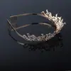 Corona de novia coreana estilo europeo y americano, nueva diadema de cristal Reina, diadema para fiesta de cumpleaños, aleación de oro, adorno de pedrería