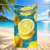 Toalla de playa de verano fresca con estampado digital de limón para vacaciones en la playa, toalla de baño de natación de limón de secado rápido