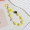 Cadena para Teléfono Móvil Serie Niña de Dibujos Animados, Pulsera de Muñeca con Perlas Macaron, Pulsera de Cuentas Pintada a Mano, Colgante Creativo