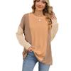 Comercio exterior transfronterizo de Amazon Europa y Estados Unidos, otoño e invierno 2024, nuevo jersey holgado con cuello redondo y costuras, chaqueta de camiseta de manga larga para mujer