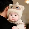 Chapéus Infantis Estilo Coreano Bebê Mesmo Estilo Série Bege Outono e Inverno À Prova de Vento Proteção para Orelhas Quentes Chapéus de Tricô para Meninos e Meninas