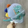 Chapéu de Desenho Animado Dinossaurinho com Proteção de Orelha para Meninos, Chapéu de Tricô para Outono e Inverno, Novo Chapéu Quente de Lã Infantil, Chapéu à Prova de Vento para Menina