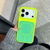 Capa de Celular Magnética de Círculo Fino Duas Cores com Furo Grande Adequada para Apple 17Promax Laranja 17 Tendência 16 Silicone Líquido 13