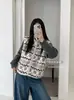 Chaleco Jacquard Punto Granulado Estilo Fair Isle Z36 para Mujer Otoño Invierno Cuello Alto Cremallera Cárdigan Abrigo Cálido Ropa de Casa