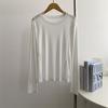 Camiseta Interior de Tencel Suave y Corto con Mangas Largas Otoño Nueva Ajustada con Efecto Adelgazante