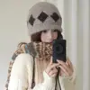 Gorro de Punto con Diamantes en Bloques de Color Fair Isle para Mujer 2026 Otoño Gorro Cálido para el Frío Hace que la Cara Parezca Más Pequeña Gorro Holgado de Lana Gorro