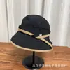 Sombrero de Pescador Minimalista Estilo Japonés con Bloques de Color para Mujer, Primavera y Verano, Adelgazante para la Cara, Sombrero de Cubo Versátil Casual, Protección Solar para Viajes, Sombrero de Sol de Ala Ancha