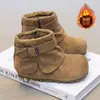 Botines para Niñas 2026 Nuevo Otoño/Invierno Estilo Coreano Botas Martin Infantiles Forradas de Peluche Botas de Cuero Botas Individuales Cremallera Lateral Botas de Princesa