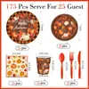 Nuevo juego de platos de papel desechables y vajilla con tema de cosecha de calabazas de otoño transfronteriza, suministros para fiestas