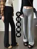 Pantalones de maternidad acampanados de cintura alta con soporte para el vientre, tejido de punto elástico y suave, corte ajustado, caída fluida, versátiles para salidas durante el embarazo, pantalones de largo completo