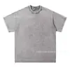 Camiseta de Verano Nueva de Algodón Puro de Color Sólido con Mangas Cortas, Estilo Retro Americano Desgastado Lavado, Top Fresco con Estilo