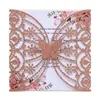 Tarjeta de invitación de mariposa con corte láser plateado en papel brillante transfronterizo, tarjeta de invitación grabada, tarjeta de felicitación navideña en stock en Shenzhen