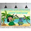 Estilo Hawaiano Stitch Stitch Dibujo Animado Fiesta de Revelación de Género Fondo de Foto de Cumpleaños Accesorios